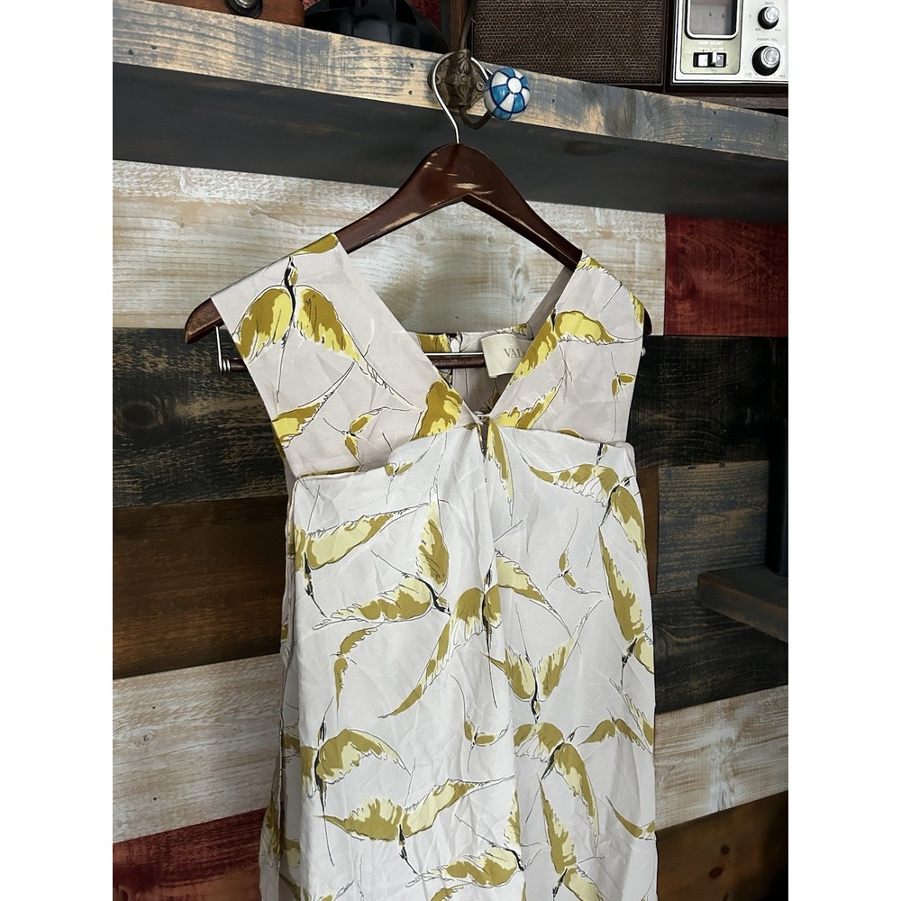 Valentino Dress Silk SS2022 Bird Floral Drape Dress MIDI Tank Beige Size 38 - Picture 2 of 11